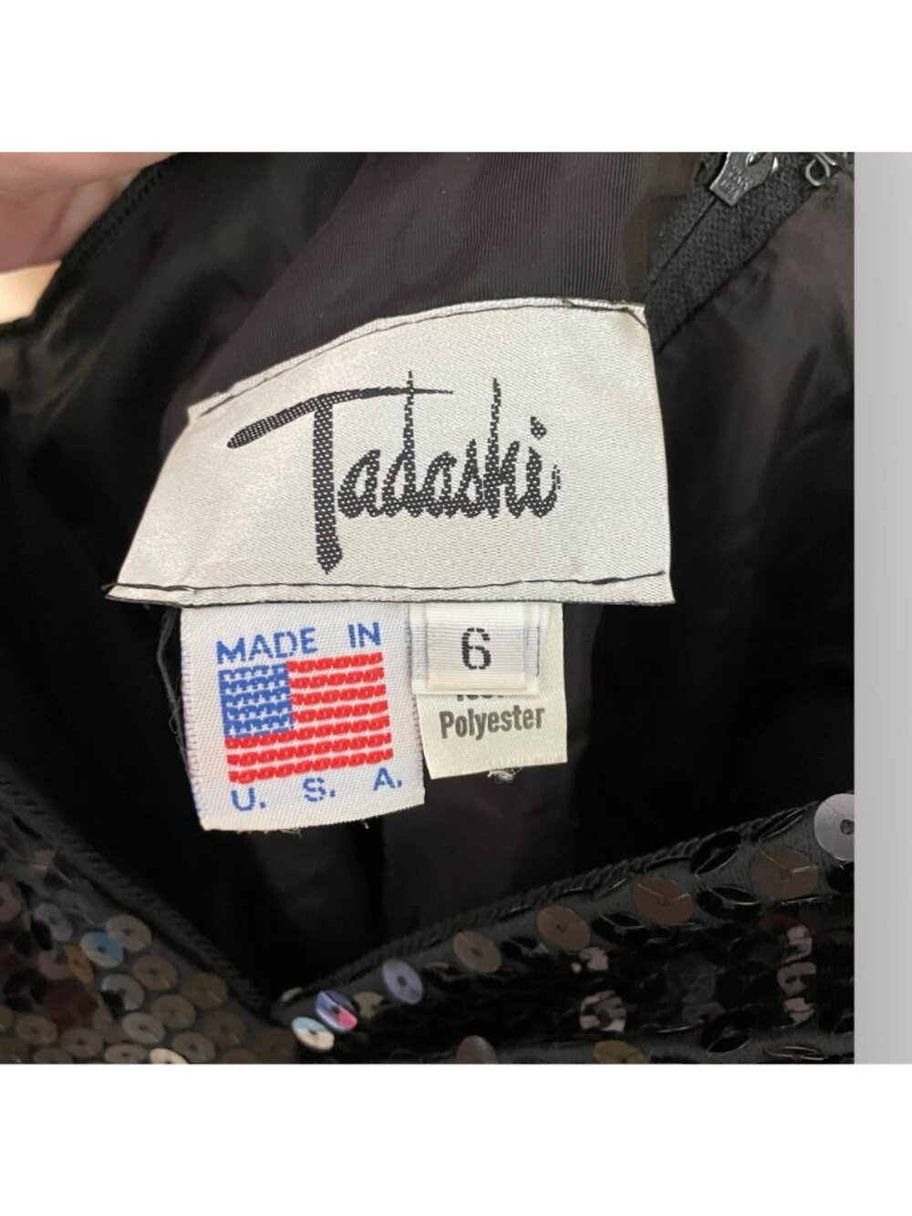 Vintage Tadashi Size 6 Black Sequin Strapless Sweetheart Neck Wrap Bodycon Dress - Picture 4 of 10